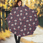 Cute Panda Cupid Valentine Pattern Print Foldable Umbrella