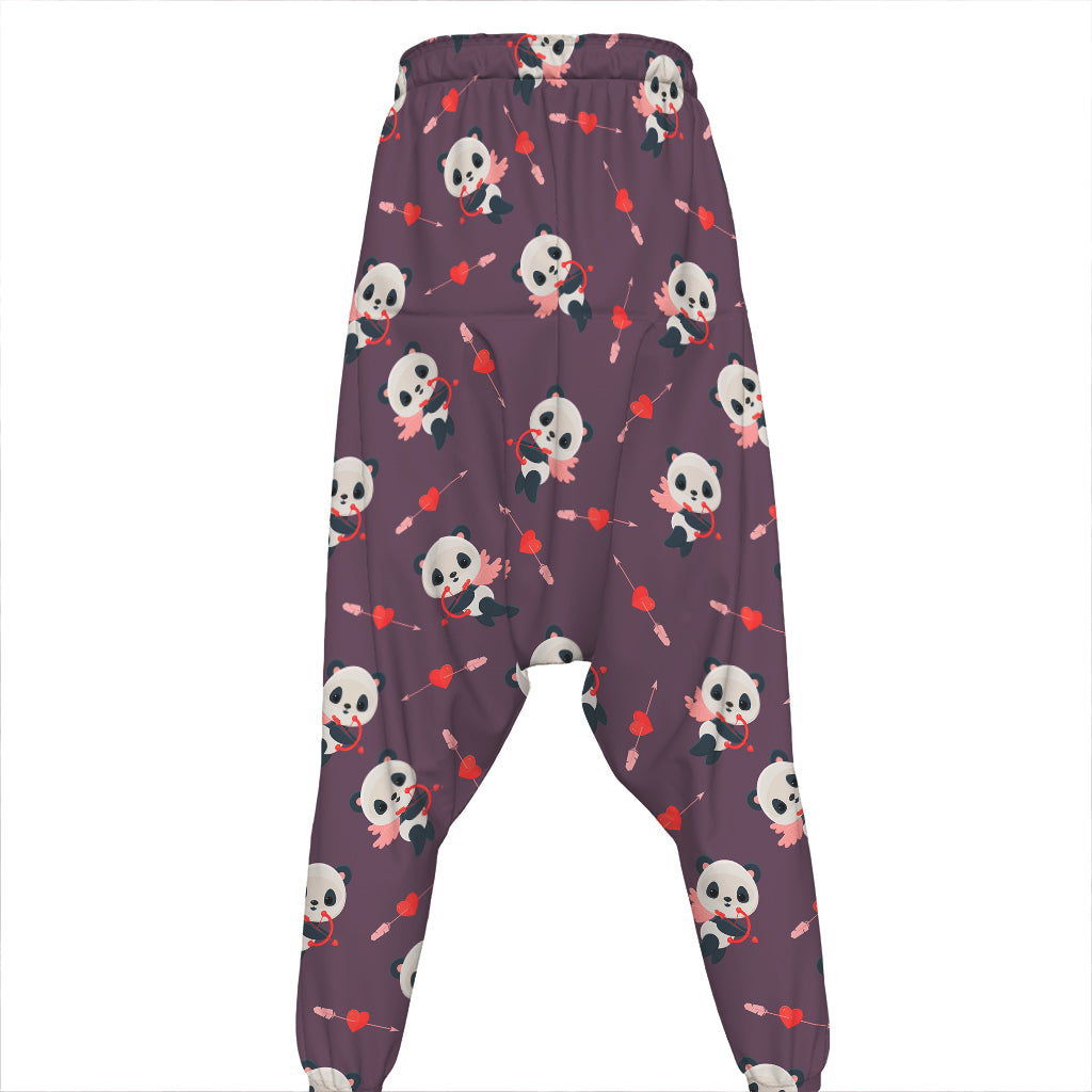 Cute Panda Cupid Valentine Pattern Print Hammer Pants