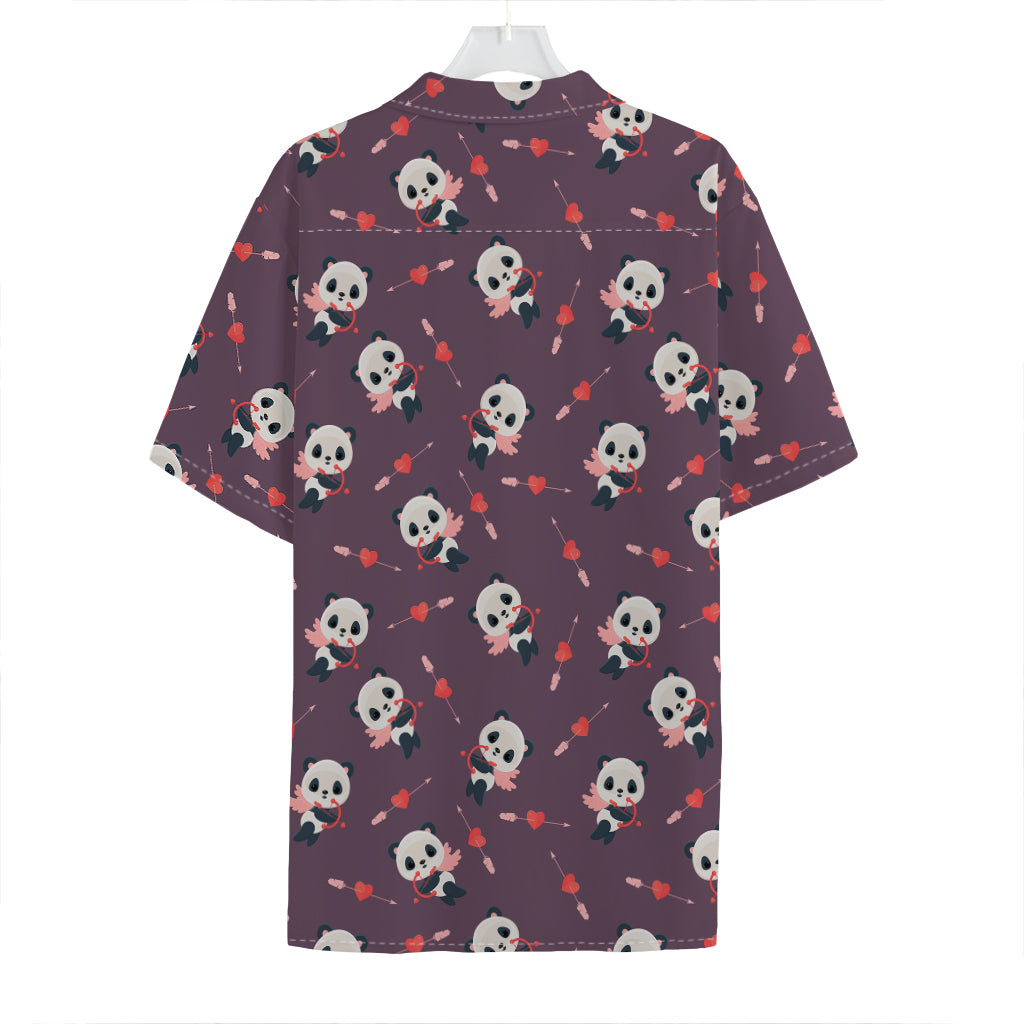 Cute Panda Cupid Valentine Pattern Print Hawaiian Shirt