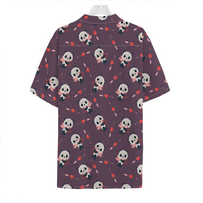 Cute Panda Cupid Valentine Pattern Print Hawaiian Shirt