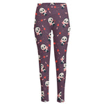 Cute Panda Cupid Valentine Pattern Print High-Waisted Pocket Leggings