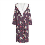 Cute Panda Cupid Valentine Pattern Print Hooded Bathrobe