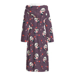 Cute Panda Cupid Valentine Pattern Print Hooded Bathrobe