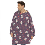 Cute Panda Cupid Valentine Pattern Print Hoodie Blanket