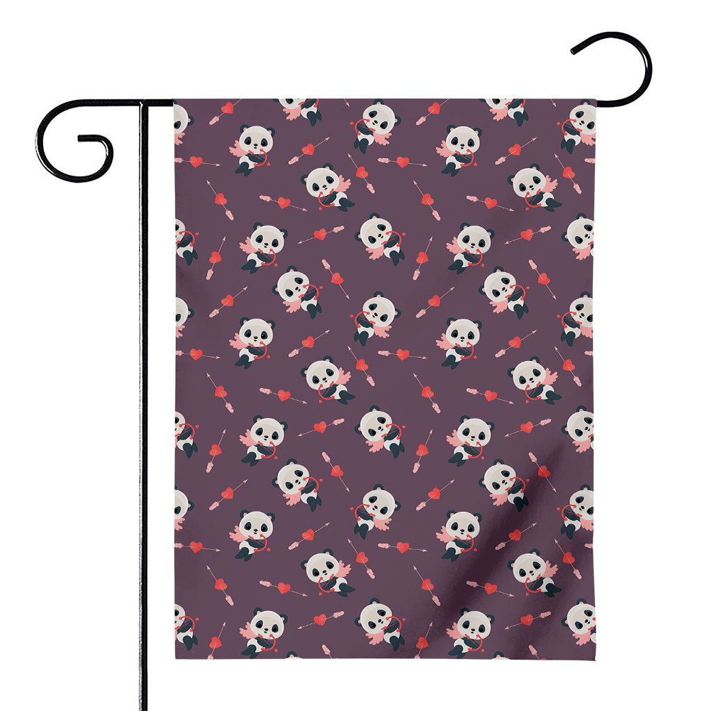 Cute Panda Cupid Valentine Pattern Print House Flag