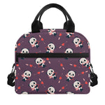 Cute Panda Cupid Valentine Pattern Print Insulated Lunch Bag