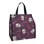 Cute Panda Cupid Valentine Pattern Print Insulated Lunch Tote