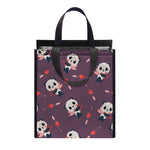 Cute Panda Cupid Valentine Pattern Print Insulated Lunch Tote