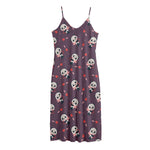 Cute Panda Cupid Valentine Pattern Print Jersey Midi Cami Dress
