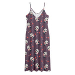 Cute Panda Cupid Valentine Pattern Print Jersey Midi Cami Dress