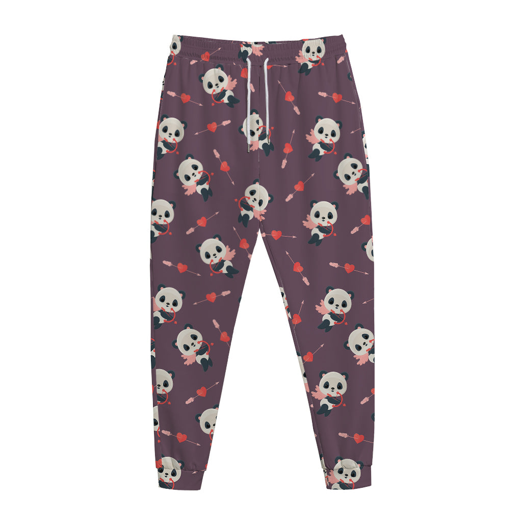 Cute Panda Cupid Valentine Pattern Print Jogger Pants