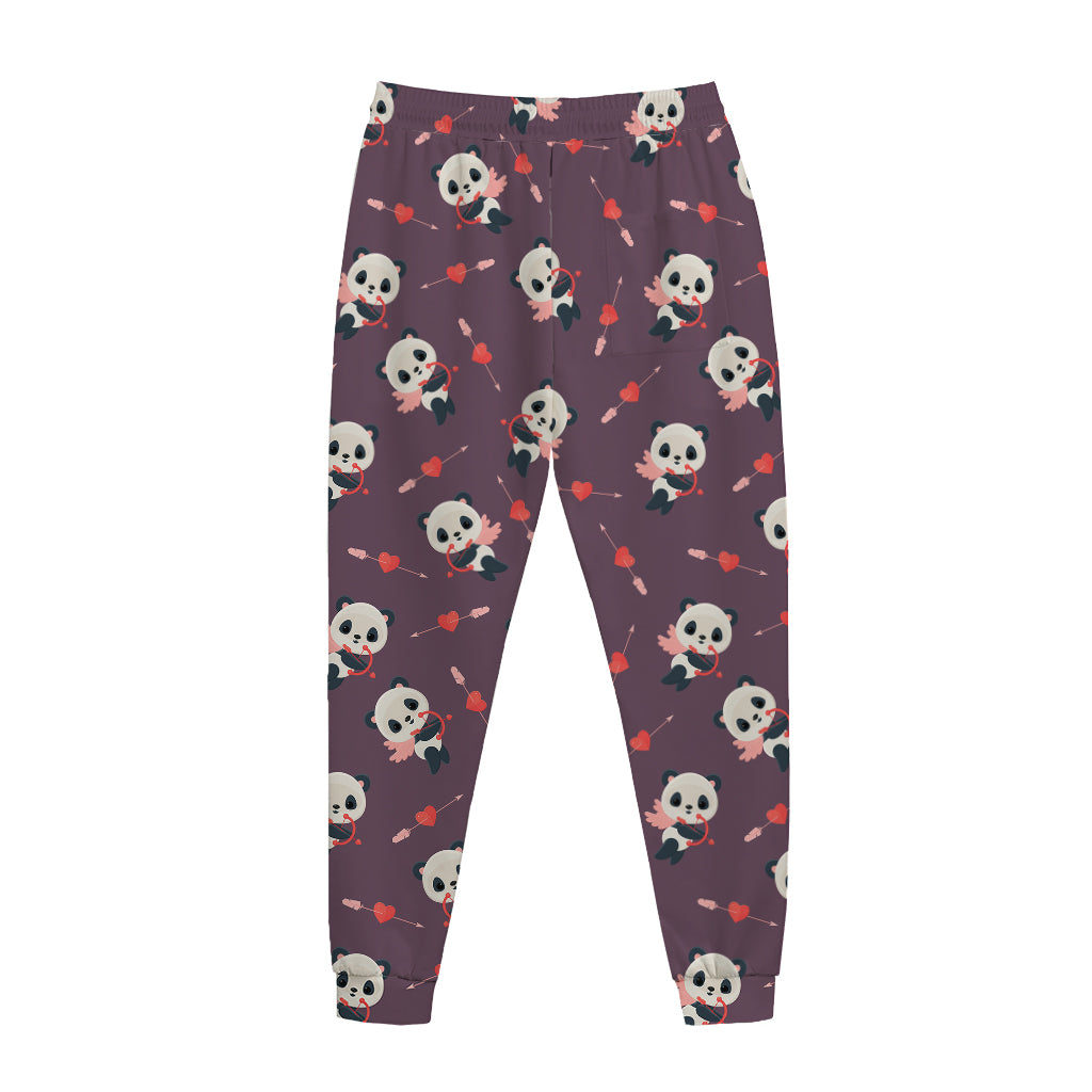 Cute Panda Cupid Valentine Pattern Print Jogger Pants