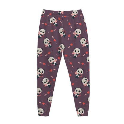 Cute Panda Cupid Valentine Pattern Print Jogger Pants