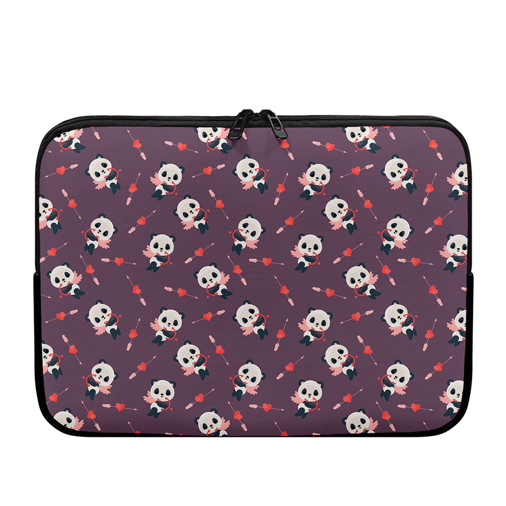 Cute Panda Cupid Valentine Pattern Print Laptop Sleeve