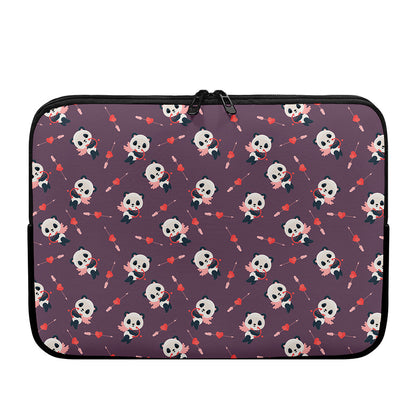 Cute Panda Cupid Valentine Pattern Print Laptop Sleeve