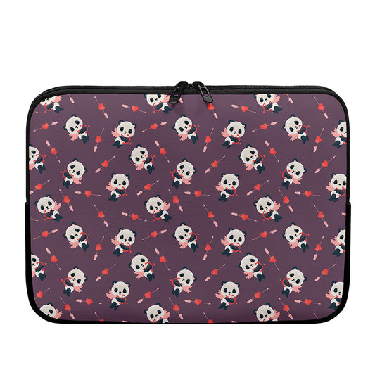 Cute Panda Cupid Valentine Pattern Print Laptop Sleeve