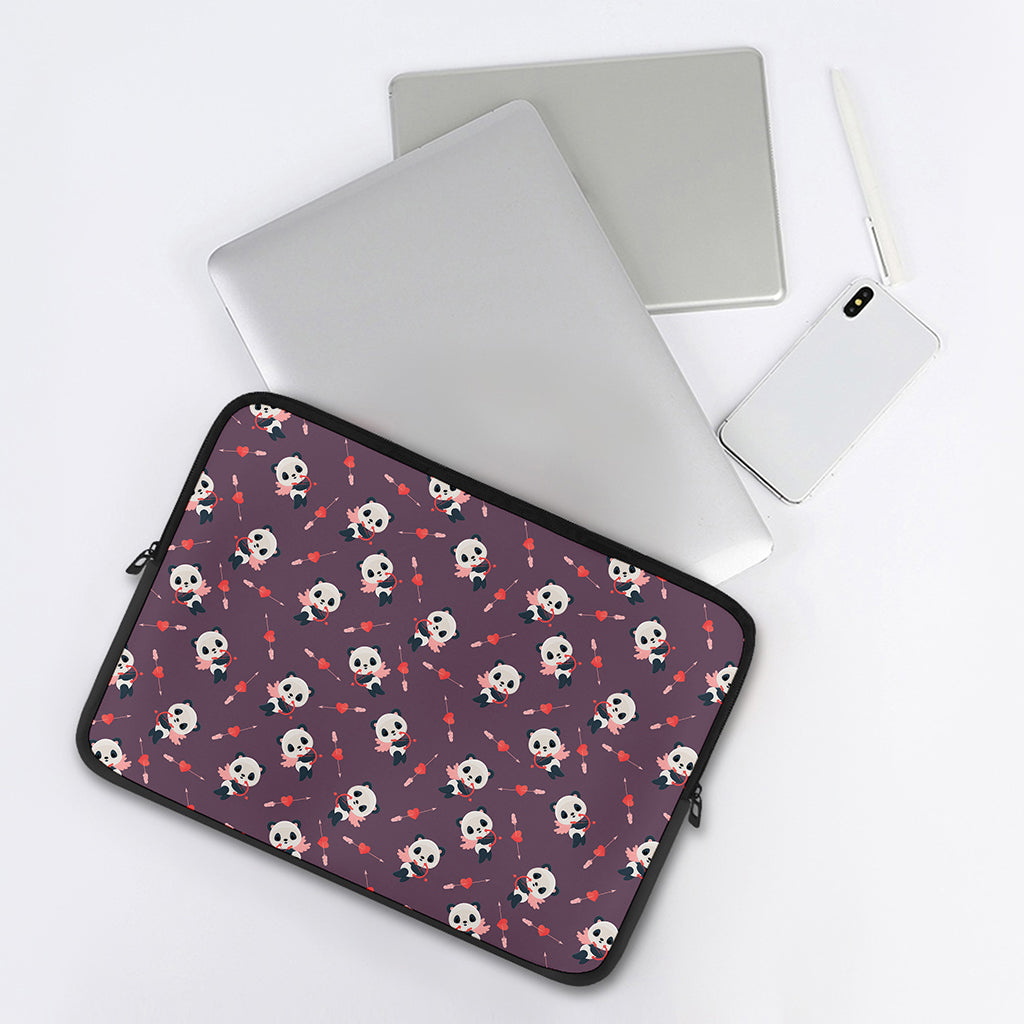 Cute Panda Cupid Valentine Pattern Print Laptop Sleeve