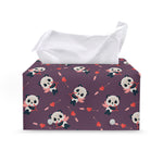 Cute Panda Cupid Valentine Pattern Print Leather Tissue Box Cover