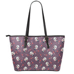 Cute Panda Cupid Valentine Pattern Print Leather Tote Bag