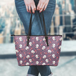 Cute Panda Cupid Valentine Pattern Print Leather Tote Bag