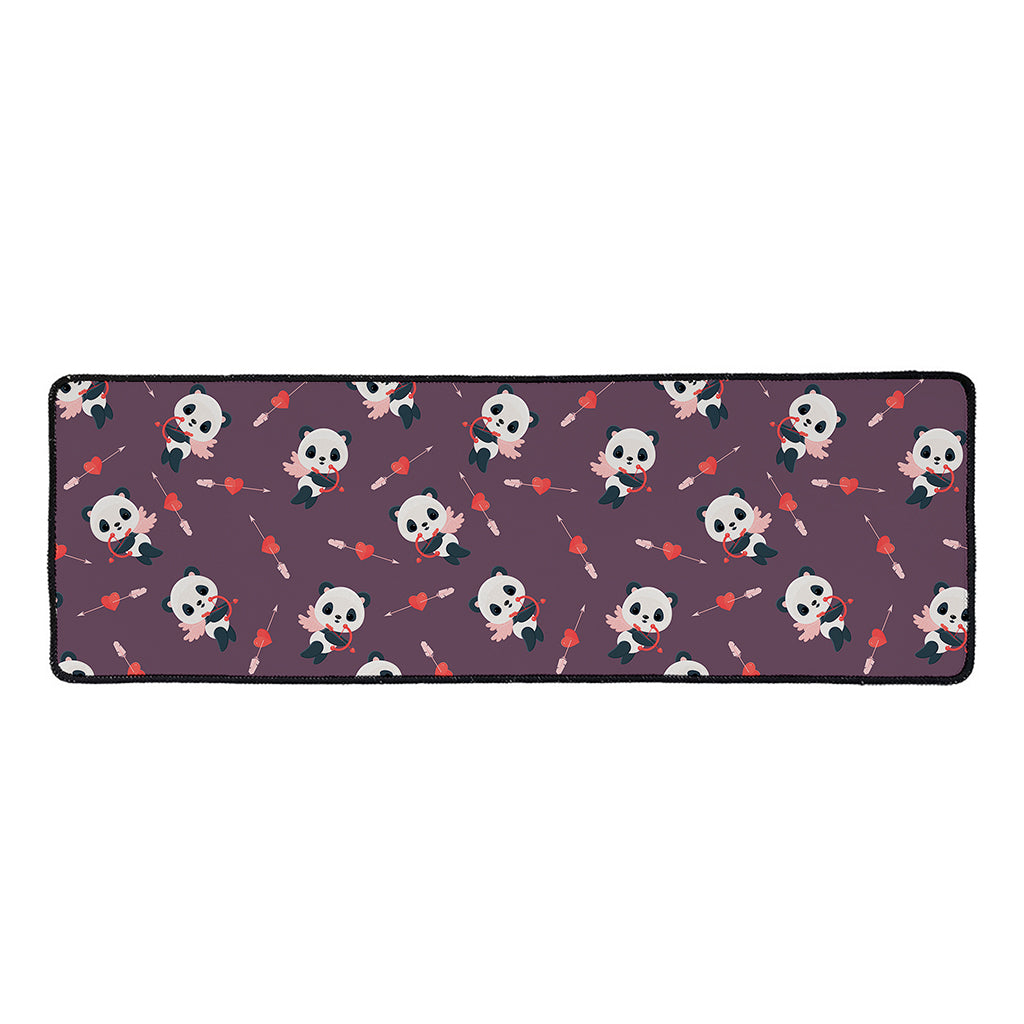 Cute Panda Cupid Valentine Pattern Print Long Kitchen Mat