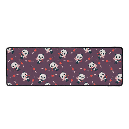 Cute Panda Cupid Valentine Pattern Print Long Kitchen Mat