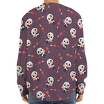 Cute Panda Cupid Valentine Pattern Print Long Sleeve Baseball Jersey