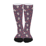 Cute Panda Cupid Valentine Pattern Print Long Socks