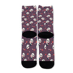 Cute Panda Cupid Valentine Pattern Print Long Socks