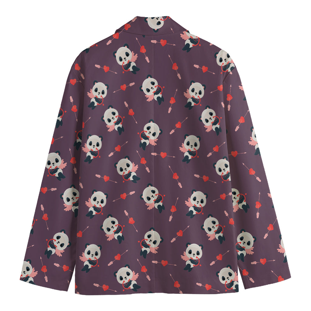 Cute Panda Cupid Valentine Pattern Print Men's Blazer