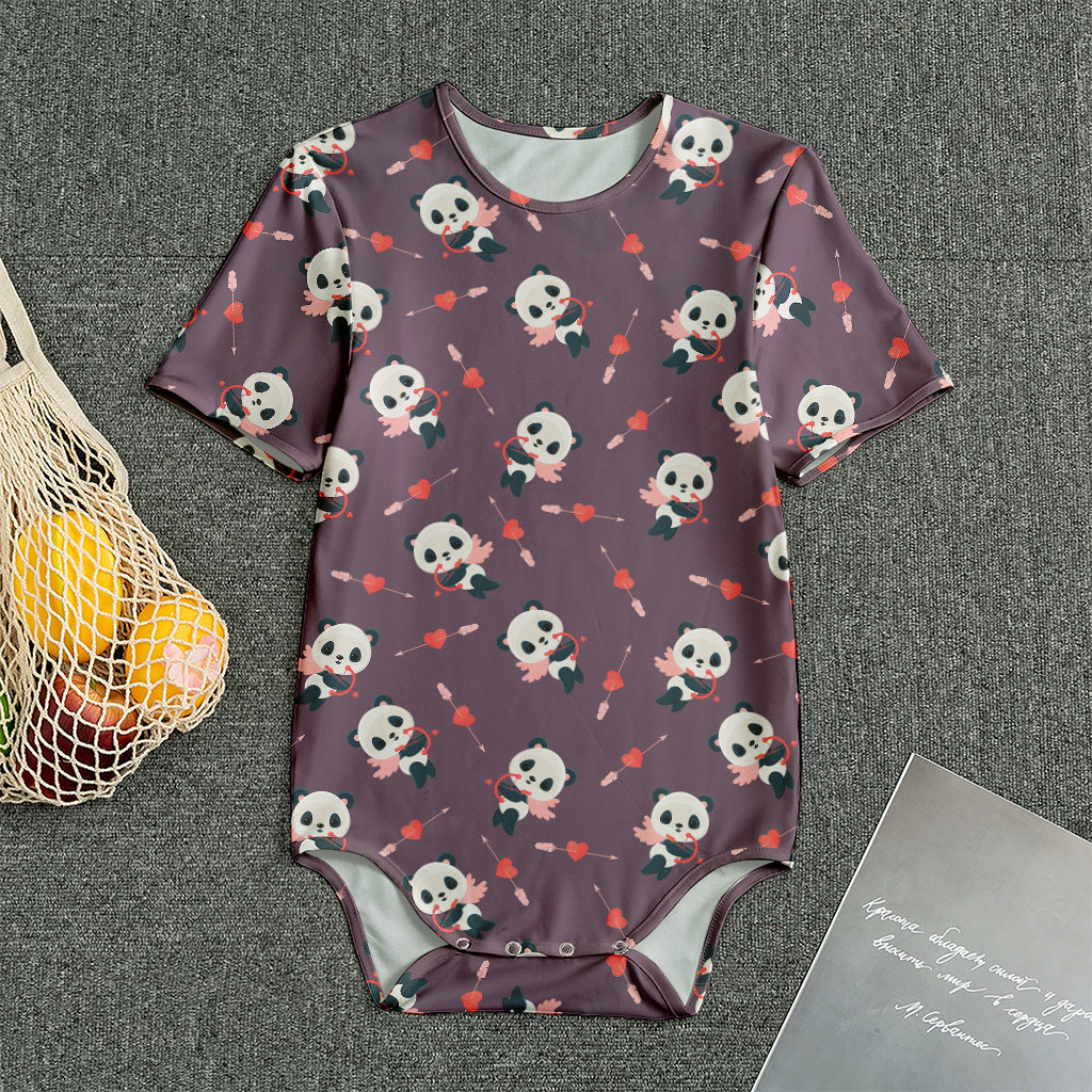 Cute Panda Cupid Valentine Pattern Print Men's Bodysuit