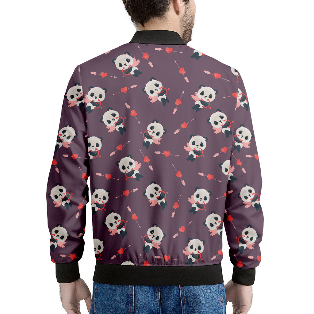 Cute Panda Cupid Valentine Pattern Print Men's Bomber Jacket