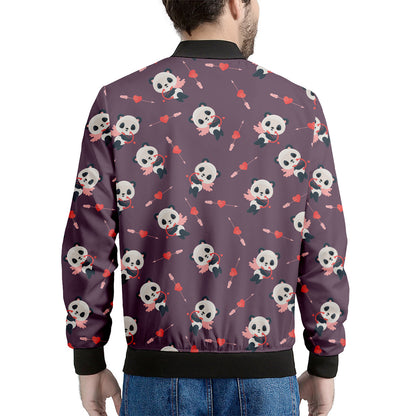 Cute Panda Cupid Valentine Pattern Print Men's Bomber Jacket