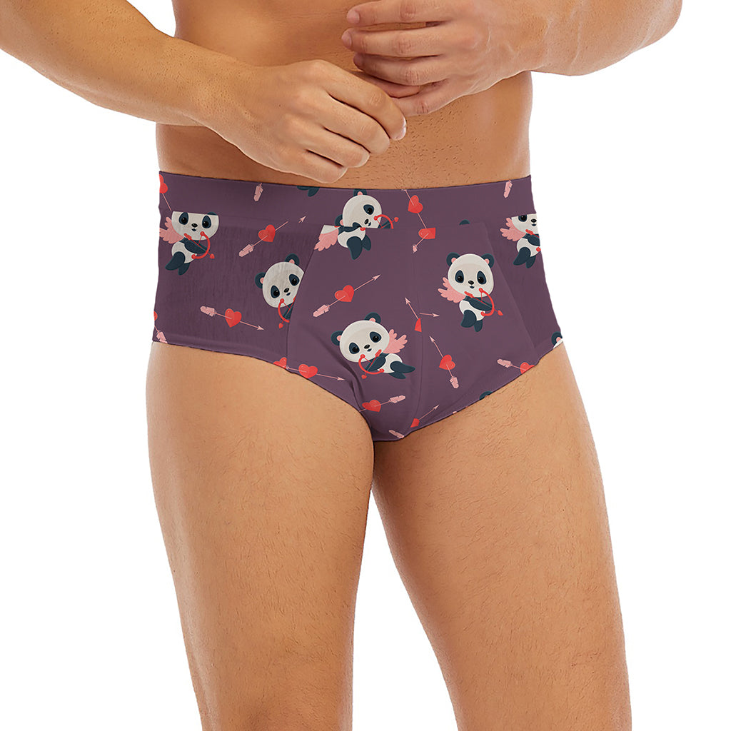 Cute Panda Cupid Valentine Pattern Print Men's Briefs