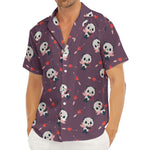 Cute Panda Cupid Valentine Pattern Print Men's Deep V-Neck Shirt