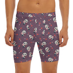 Cute Panda Cupid Valentine Pattern Print Men's Long Boxer Briefs