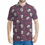 Cute Panda Cupid Valentine Pattern Print Men's Polo Shirt