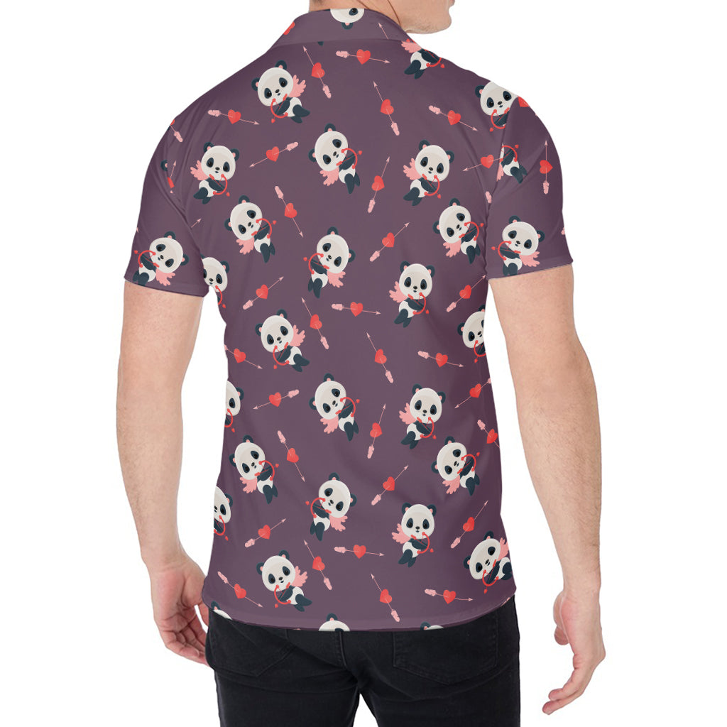 Cute Panda Cupid Valentine Pattern Print Men's Shirt