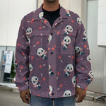 Cute Panda Cupid Valentine Pattern Print Men's Shirt Jacket