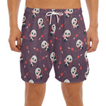 Cute Panda Cupid Valentine Pattern Print Men's Split Running Shorts