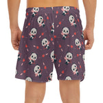 Cute Panda Cupid Valentine Pattern Print Men's Split Running Shorts