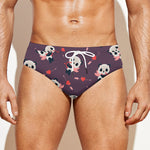 Cute Panda Cupid Valentine Pattern Print Men's Swim Briefs
