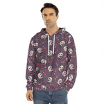 Cute Panda Cupid Valentine Pattern Print Men's Velvet Pullover Hoodie