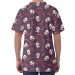 Cute Panda Cupid Valentine Pattern Print Men's Velvet T-Shirt