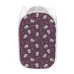 Cute Panda Cupid Valentine Pattern Print Mesh Laundry Hamper