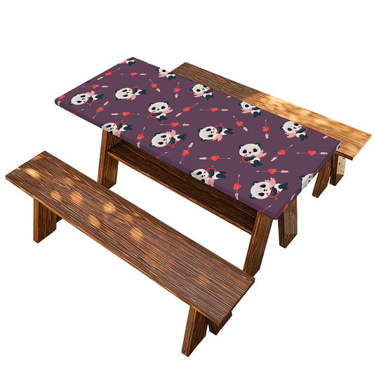 Cute Panda Cupid Valentine Pattern Print Picnic Table Cover
