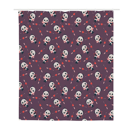 Cute Panda Cupid Valentine Pattern Print Polyester Shower Curtain