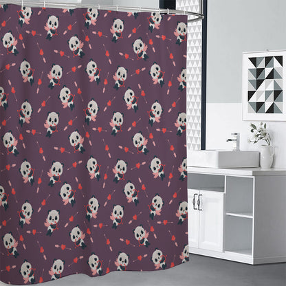 Cute Panda Cupid Valentine Pattern Print Premium Shower Curtain