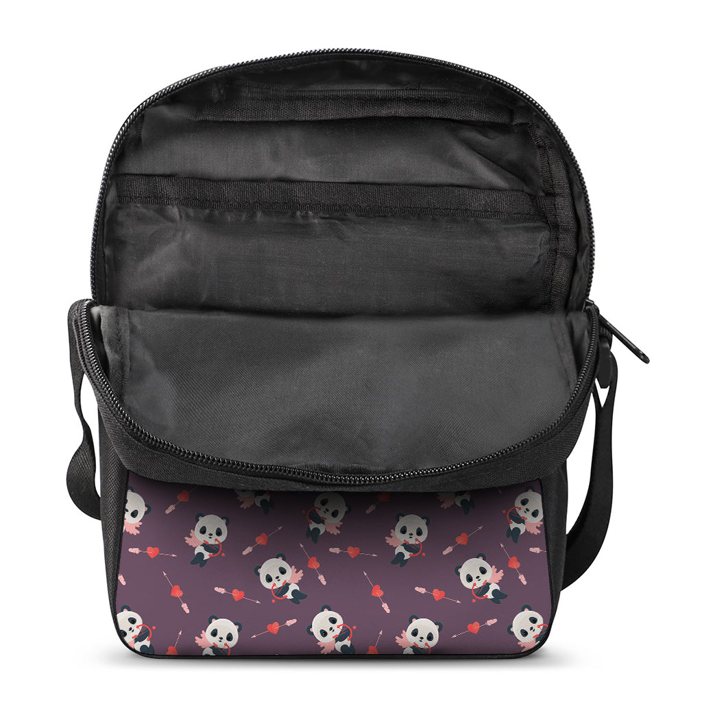 Cute Panda Cupid Valentine Pattern Print Rectangular Crossbody Bag