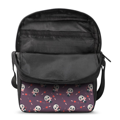 Cute Panda Cupid Valentine Pattern Print Rectangular Crossbody Bag